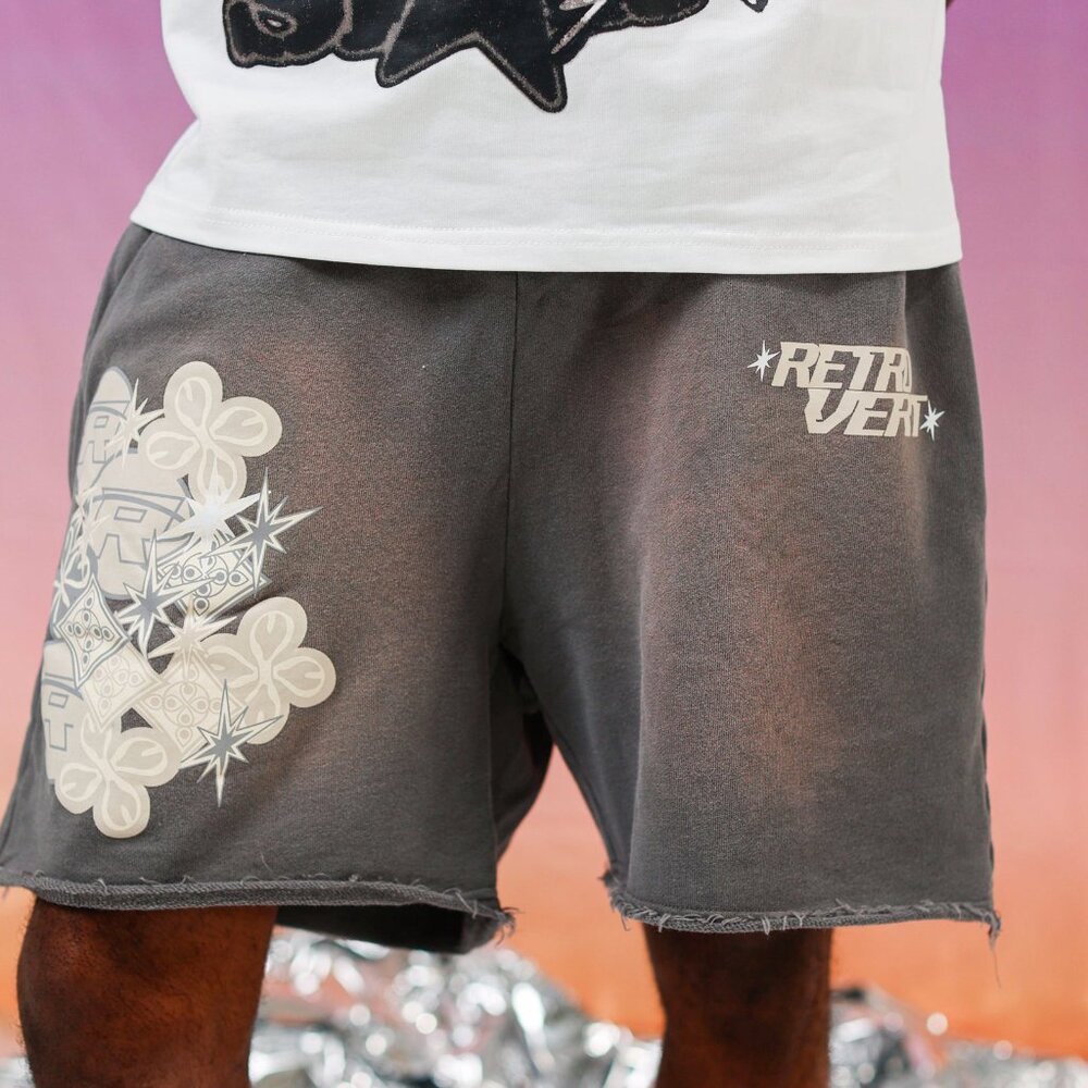 Retrovert Cluster Patch Shorts Grey Size Medium Streetwear 100% AUTHENTIC